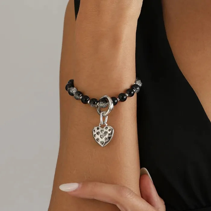 Thorn Heart Necklace Bracelet Earrings Set for Women Zinc Alloy Jewelry
