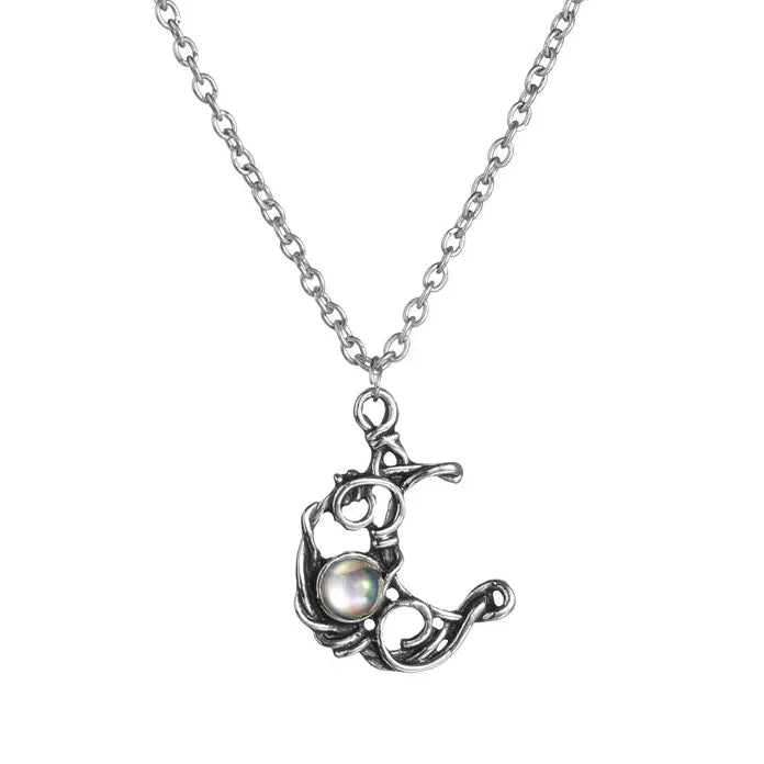 Vintage Silver Sun Moon Pendant Necklace Stainless Steel Unisex Jewelry Gift Charm