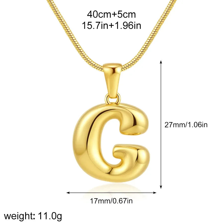 18k Gold Plated Stainless Steel Alphabet Initial Pendant Necklace A-Z for Women