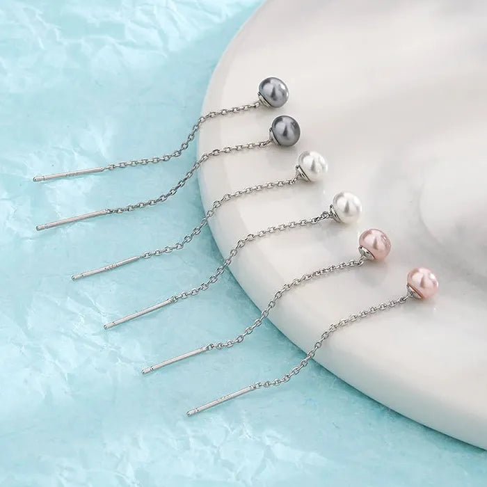 Elegant Long Imitation Pearl Dangle Tassel Earrings for Women Wedding Jewelry