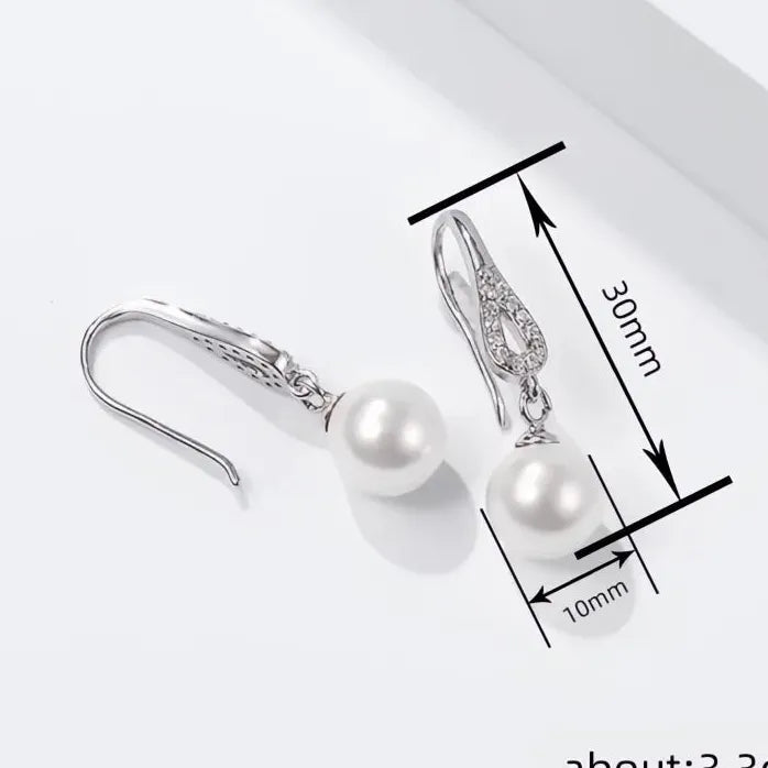 Imitation Pearl Drop Earrings with CZ Brass for Women Wedding Party Gift