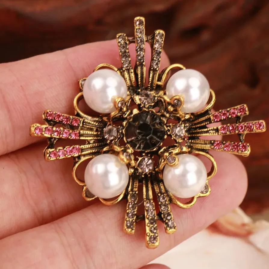 Luxury Openwork Floral Cross Brooch for Men & Women Elegant Style