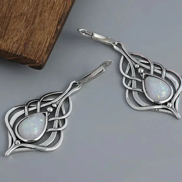 Vintage Bohemian Gothic Synthetic Gemstone Drop Earrings Zinc Alloy Jewelry Gifts Women