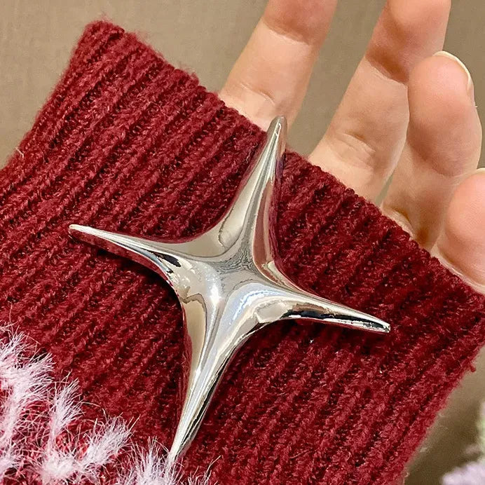Geometric Star Metal Brooch Tassel Pin Punk Fashion Jewelry Gift Women
