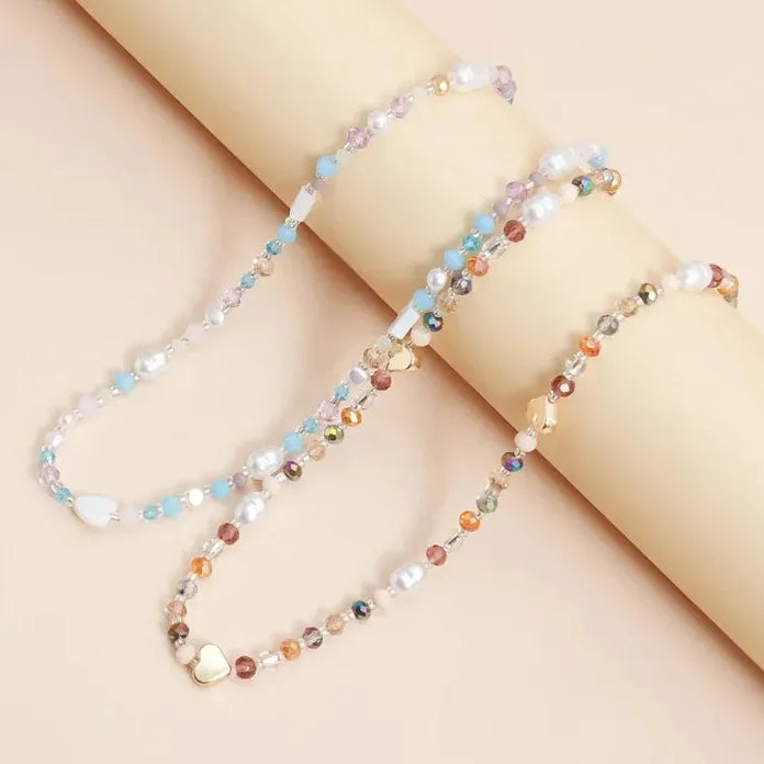 Adjustable Colourful Resin Heart Star Pearl Necklace for Women Gift