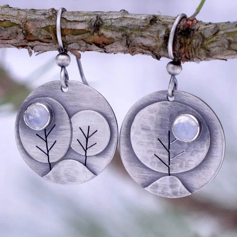 Silver Waterdrop Flower Leaf Earrings with Pink Green Stone for Women Wedding Jewelry