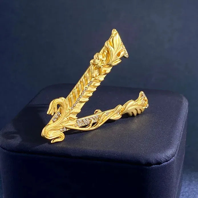 Wheat Pattern V-Shaped Geometric Crystal Rhinestone Brooch for Women