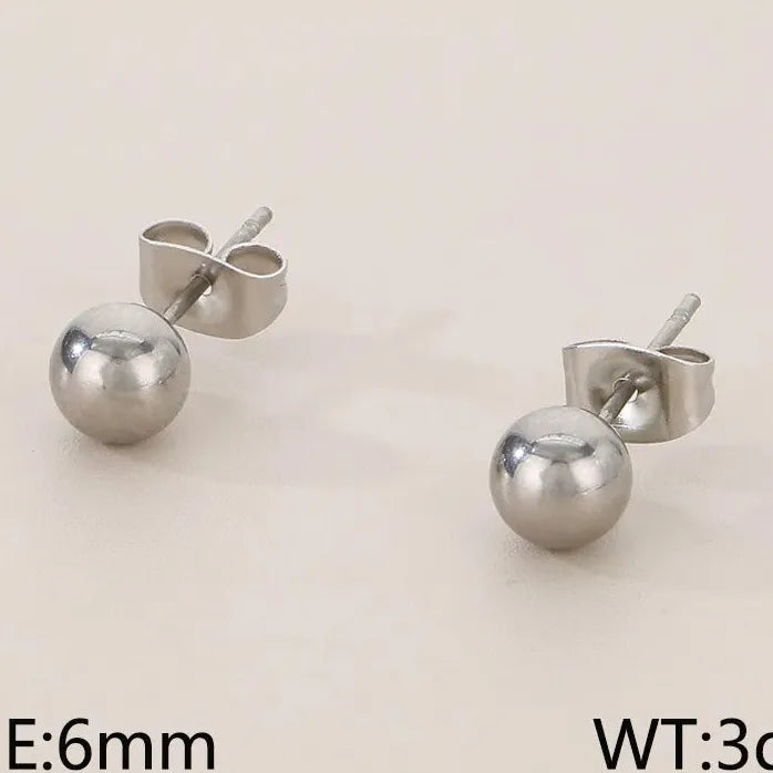 Gold Stainless Steel Hollow Ball Stud Earrings for Women Wedding Jewelry