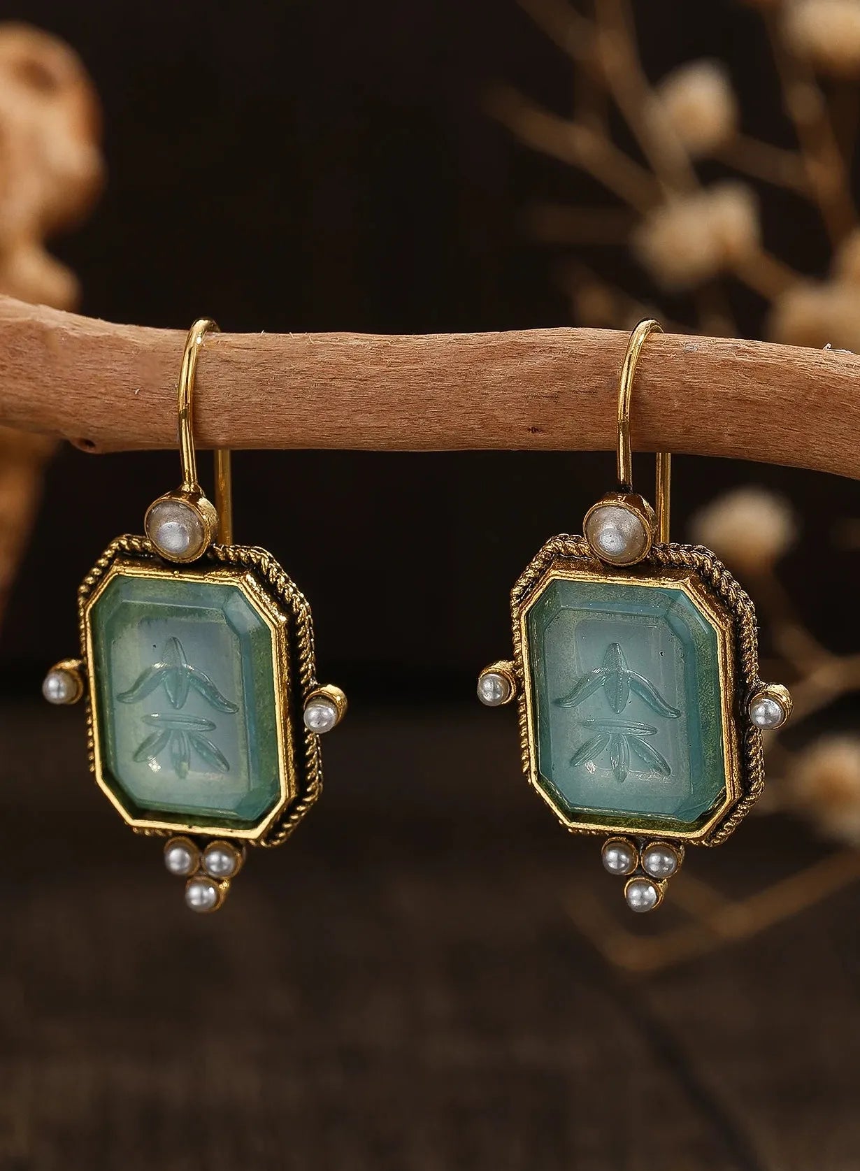 Vintage Geometric Pearl Drop Earrings Women Zinc Alloy Bridal Jewelry Gift