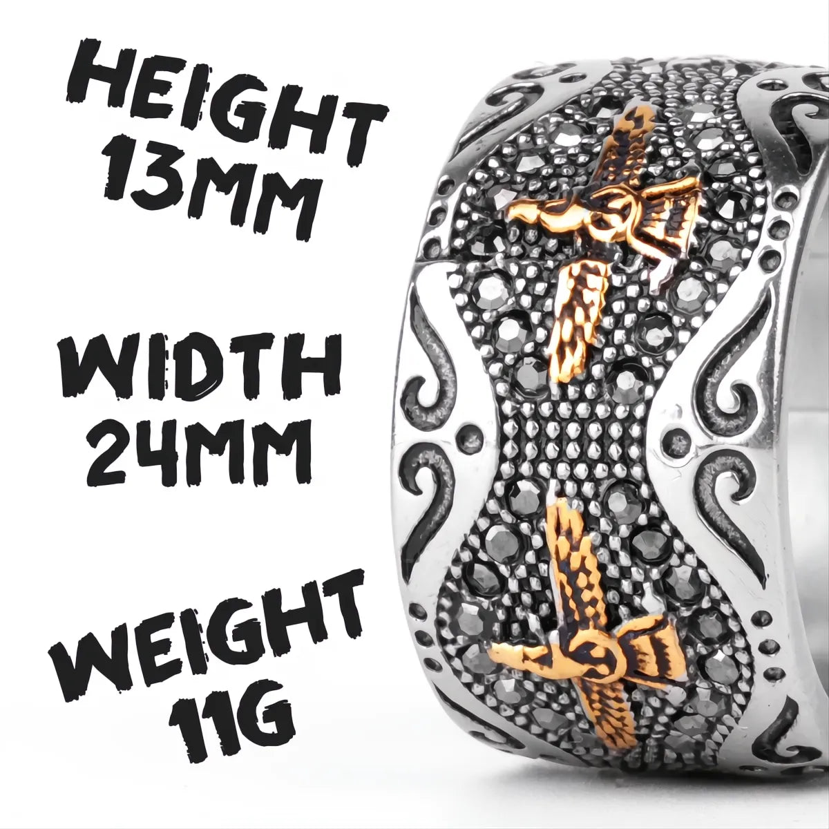 Farvahar Persia Zarathustra Ring Stainless Steel Punk Hip Hop Biker Ring