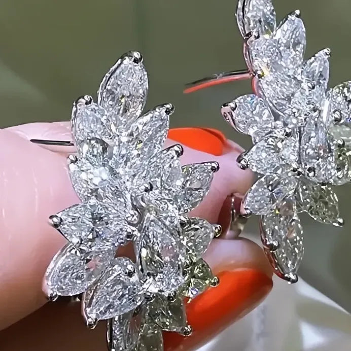 Geometric CZ Hoop Earrings for Women Wedding Party Elegant Jewelry