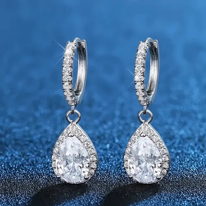 Geometric Cubic Zirconia Drop Earrings Sparkling Wedding Jewelry Accessory
