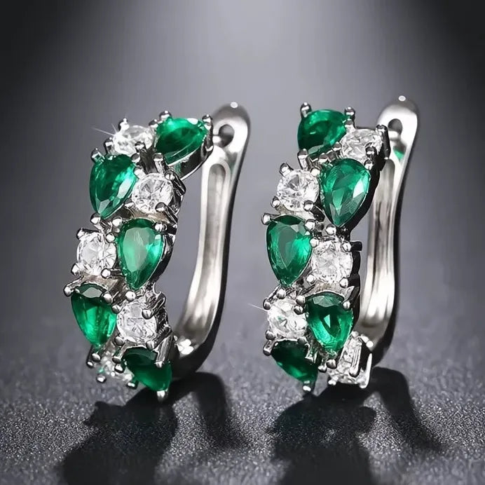 Brass Geometric Cubic Zirconia Hoop Earrings Stylish Wedding Jewelry for Women