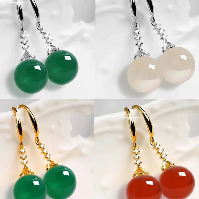 Elegant Emerald Green Round Gemstone Resin Drop Earrings for Women, Allergy Resistant