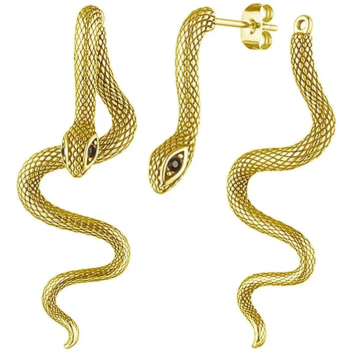 2026 Gothic Snake Zinc Alloy Detachable Long Stud Earrings for Men Women