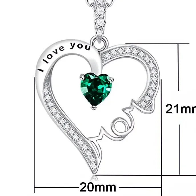 Mother's Day Copper Alloy Necklace with Green Cubic Zirconia Letter Pendant Gift