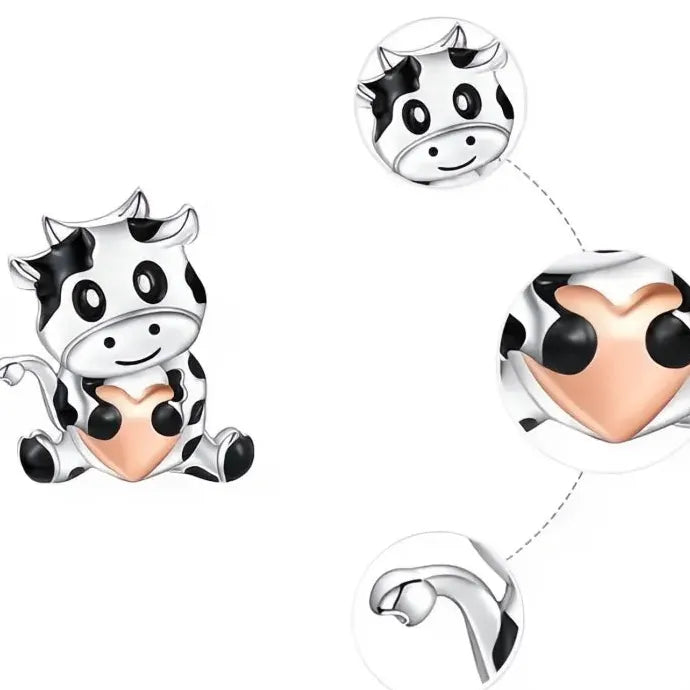 Cute Cow Heart Two-Tone Copper Alloy Stud Earrings for Daily Fashion Party