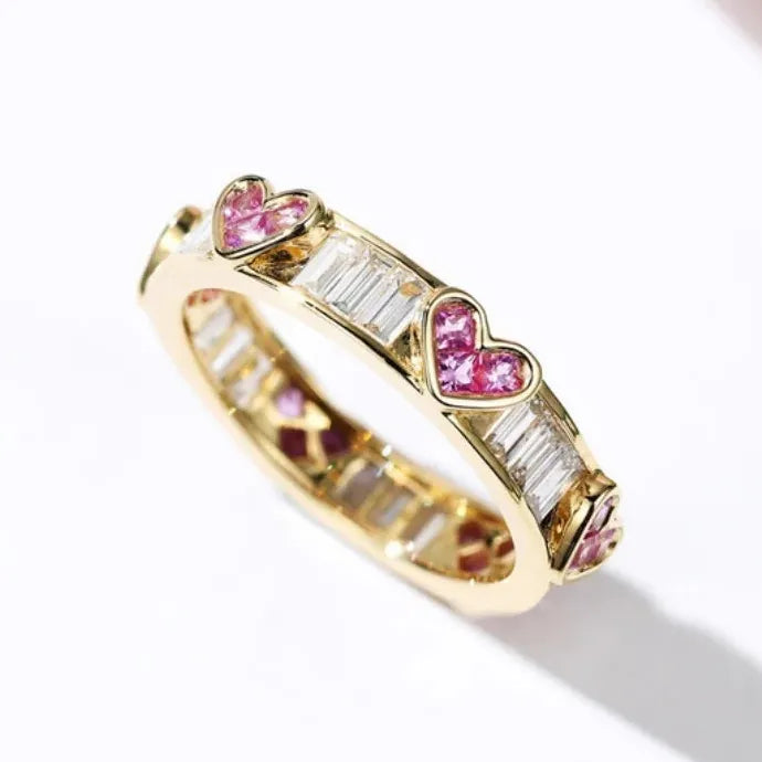 Gold Color Cubic Zirconia Women Rings Stylish Daily Wear Anniversary Gift Jewelry