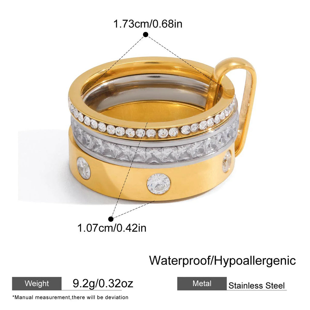 18K Gold Plated Stainless Steel Geometric Stackable Rings for Women Minimalist Jewelry