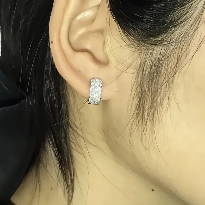 Geometric Sparkling CZ Hoop Earrings for Women Everyday Gift