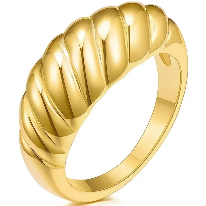 Elegant Modern Glossy Twisty Brass Rings for Women Wedding Jewelry