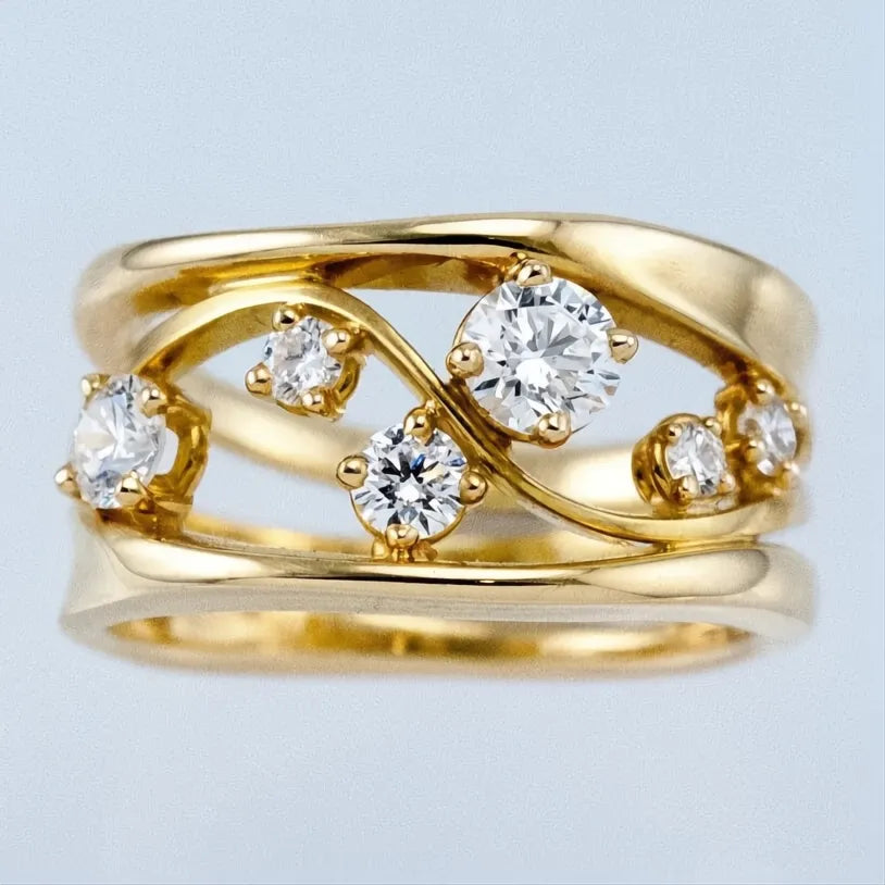 Fashion Cross Female Finger Ring Cubic Zirconia Brass Jewelry Party Gift Stylish Accessory