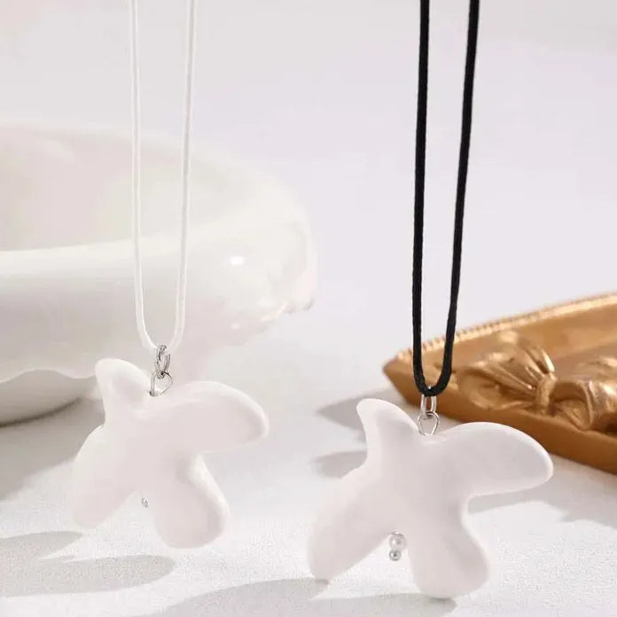 White Peace Dove Pendant Necklace Women Vintage Adjustable Rope Chain Jewelry