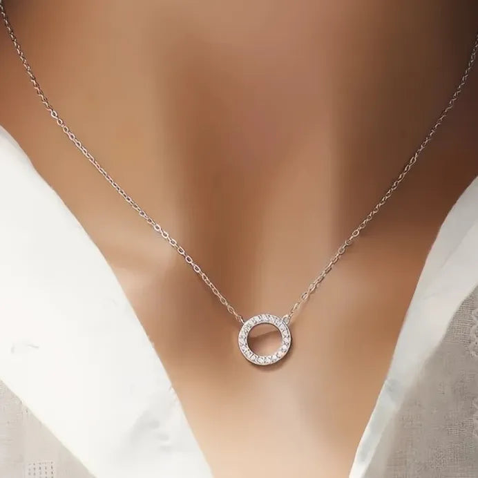 Geometric Cubic Zirconia Pendant Necklace for Wedding & Engagement