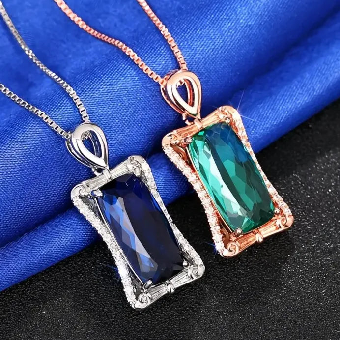 Trendy Brass Cubic Zirconia Geometric Pendant Necklace with Box Chain