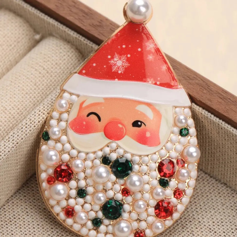 Elegant Classic Santa Claus Brooch Holiday Gift for Women Men