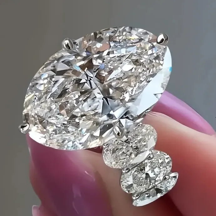 Sparkling Oval CZ Geometric Brass Women’s Wedding Party Ring Jewelry
