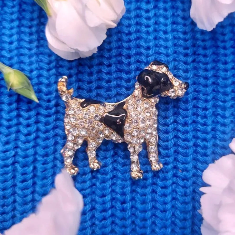 Rhinestone Dog Brooch for Women Coat Pin Elegant Jewelry Gift Accessory