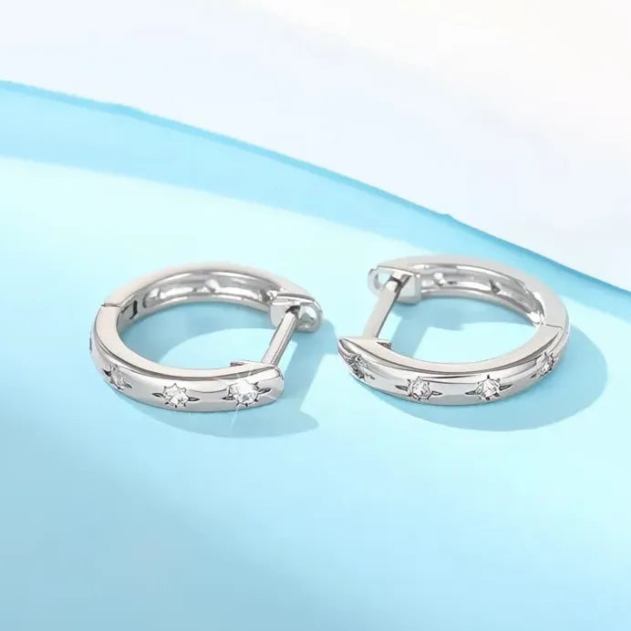 Star Hoop Earrings for Women with Sparkling Cubic Zirconia Jewelry