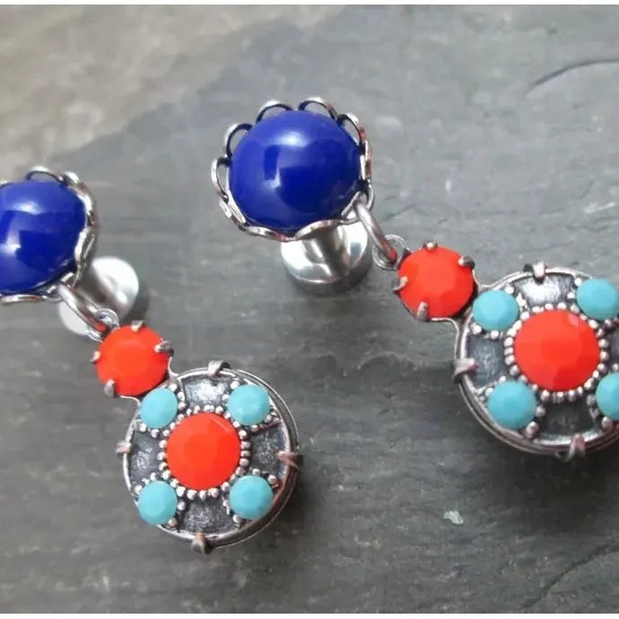 Silver Water Drop Dangle Earrings with Natural Stone for Women Bridal Wedding Gifts