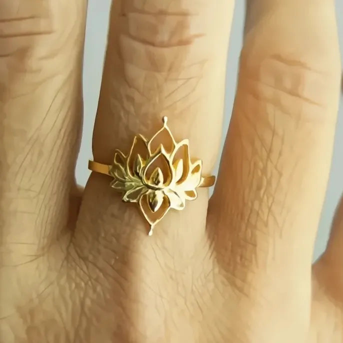 Romantic Lotus Flower Women’s Wedding Ring Brass Gold & Silver Color Jewelry
