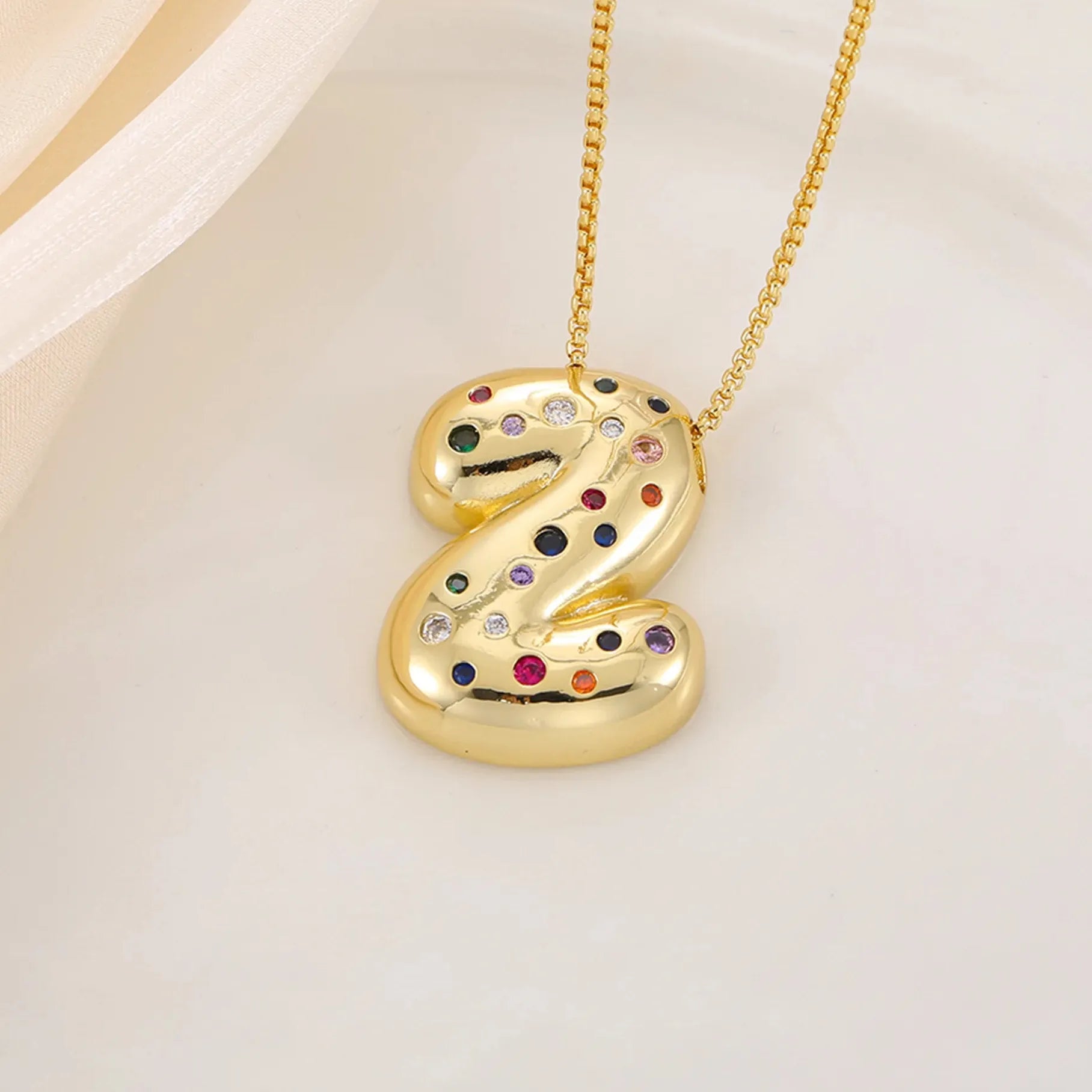 18K Gold Plated A-Z Letter Pendant Necklace for Women Gift Cubic Zirconia