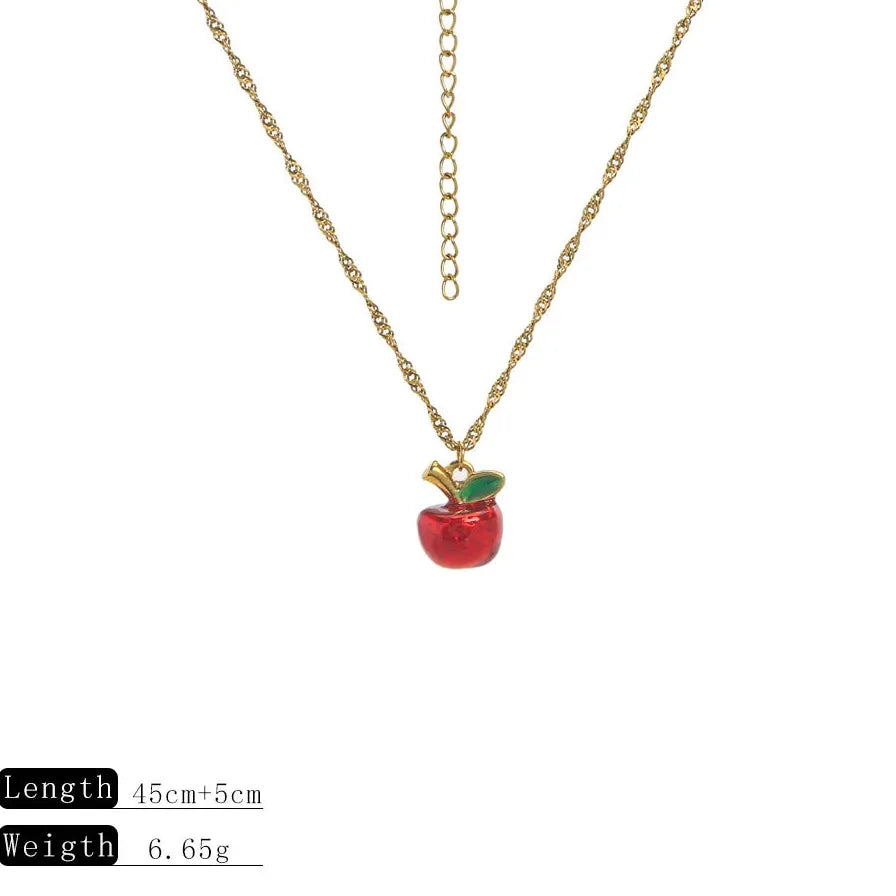 18k Gold Plated Stainless Steel Fruit Pendant Necklace Red Pepper Cherry Choker Necklace
