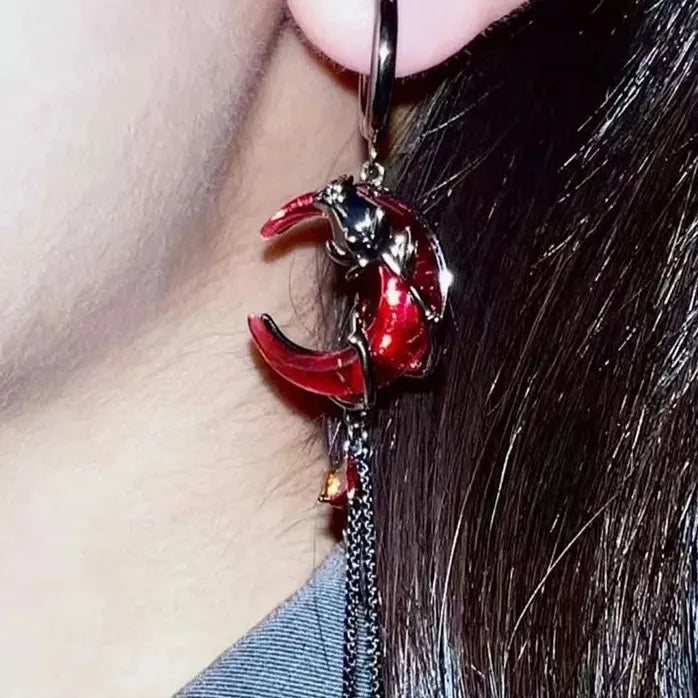 Scarlet Moon Copper Earrings Set Romantic Drop Jewelry for Women Gifts