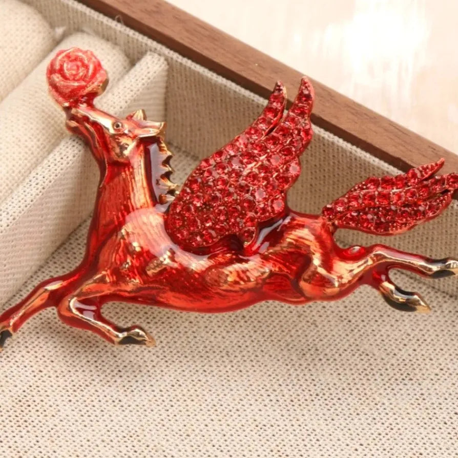 Luxury Vintage Horse Year Warhorse Unicorn Brooch for Men and Women