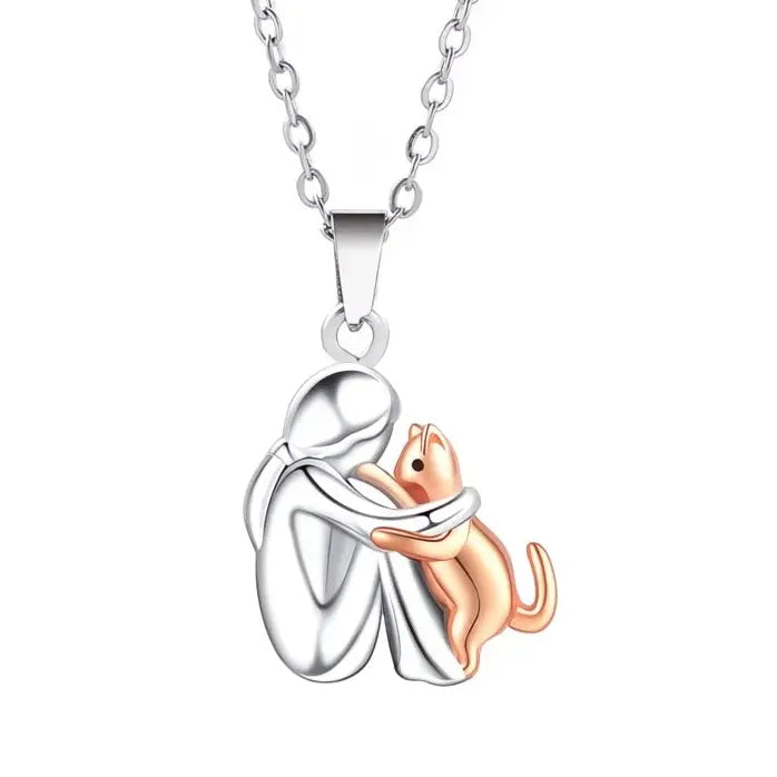 Cute Little Girl Puppy Pendant Necklace for Women Dog Jewelry Zinc Alloy