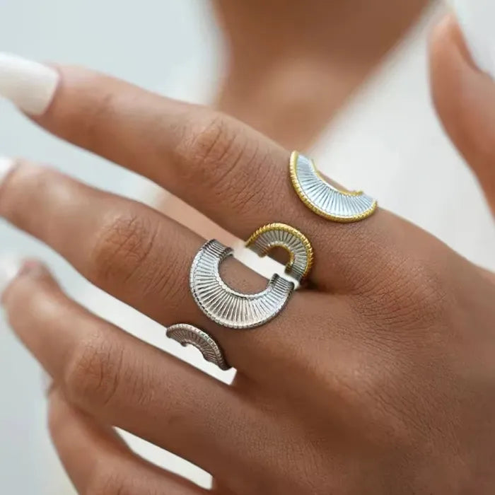 Adjustable Stainless Steel Geometric Open Ring Gold Charm for Men Women Jewelry