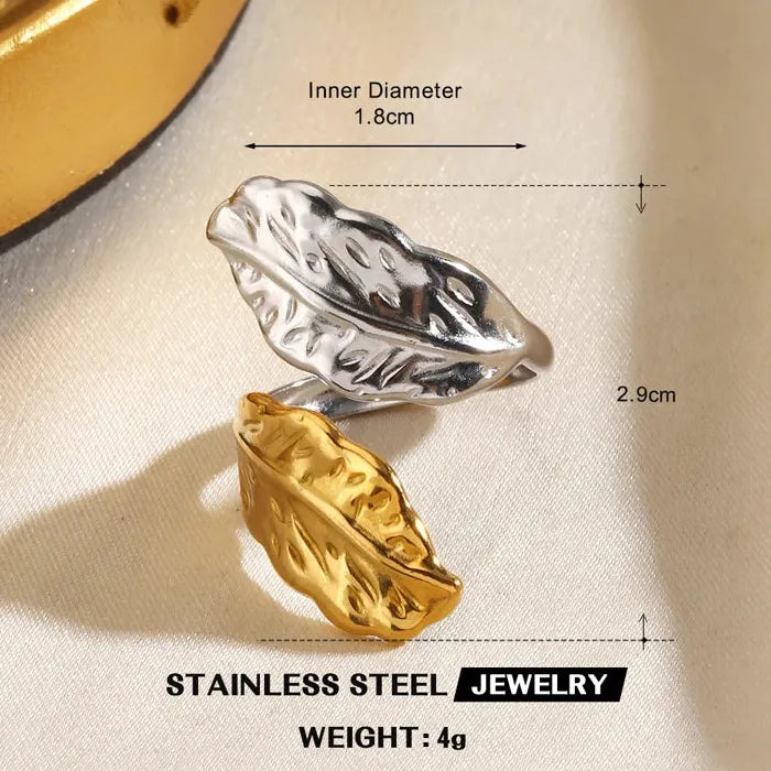 Adjustable Stainless Steel Geometric Heart Flower Ring for Women Jewelry Gift