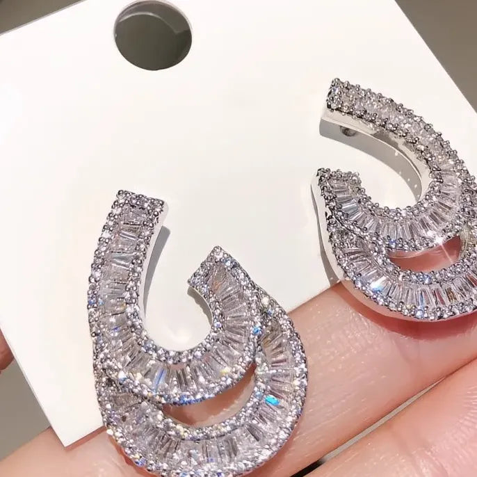 Shining Water-Drop Shape Cubic Zirconia Drop Earrings for Women Fashion Jewelry Gift
