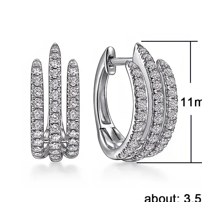 Small Circle Hoop Earrings for Women with Cubic Zirconia Silver Tone