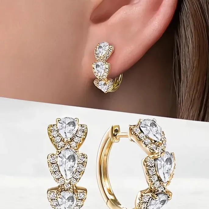 Luxury Trendy Blue Cubic Zirconia Hoop Earrings for Women Wedding Party Anniversary Gift