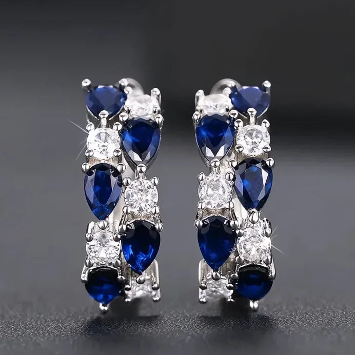 Brass Geometric Cubic Zirconia Hoop Earrings Stylish Wedding Jewelry for Women