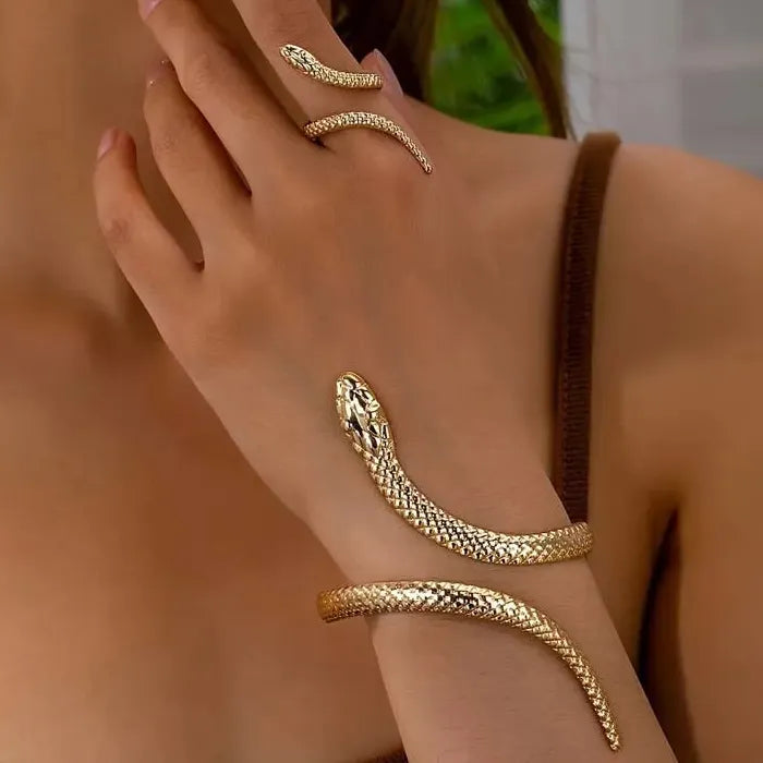 Vintage Adjustable Gold Snake Bracelets Punk Jewelry for Women Men Unisex