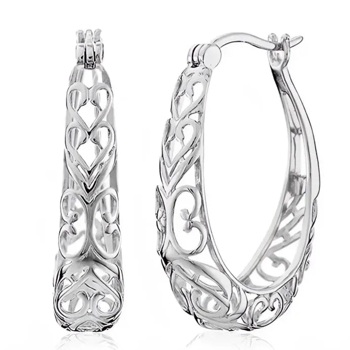 Elegant Geometric Hollow-Out Hoop Earrings Jewelry Gift for Women