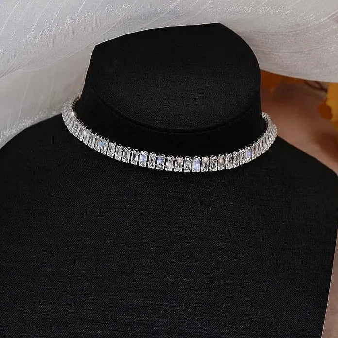Luxury Rhinestone Geometric Circle Choker Necklace for Women Fashion Jewelry