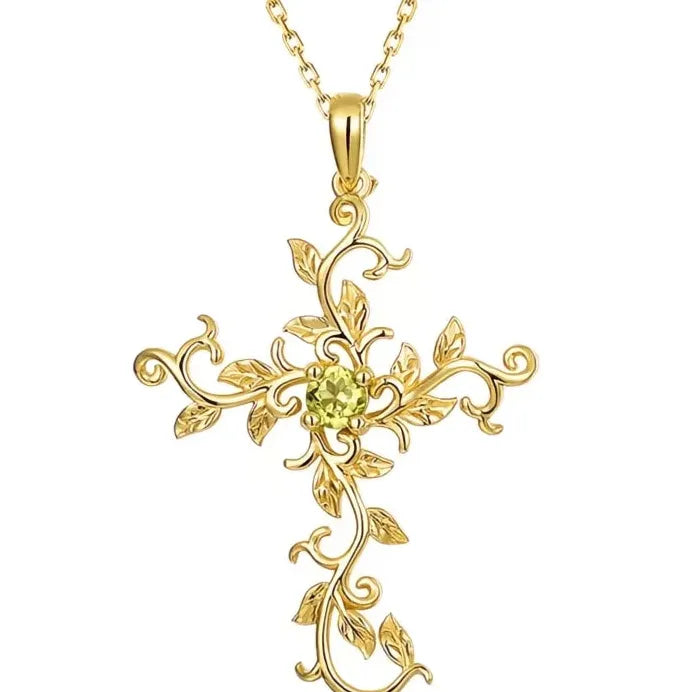 Elegant Gold Leaf Pendant Necklace with Green CZ for Women Party Jewelry